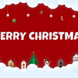 Red with white letters that say Merry Christmas Gift Card